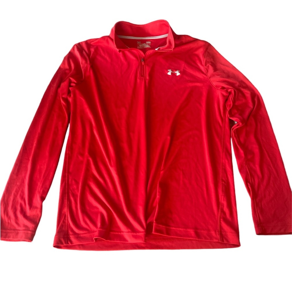 Under Armour 1/4 Zip Jacket Men’s  Large Red Pullover Active Shirt Long Sleeve